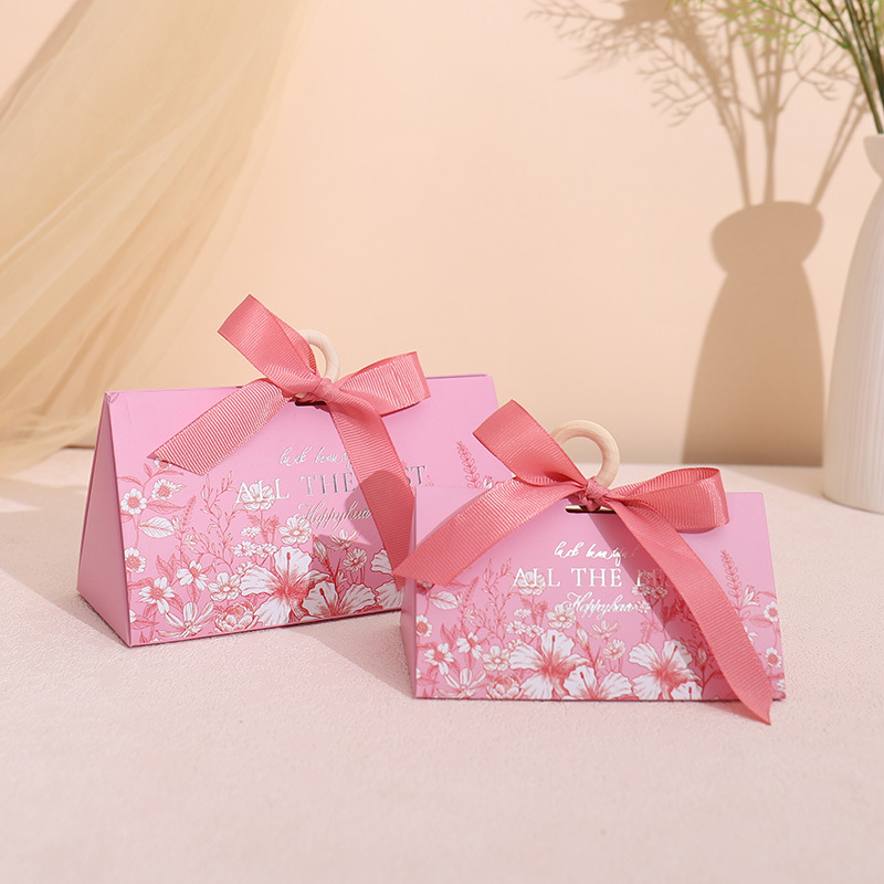 [special sale] pink flower + pink ribbon + wooden ring