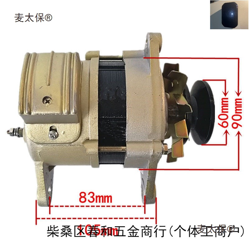 带灯照明纯铜小型家用皮带轮式永磁恒压交流发电机220V800W麦太保