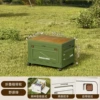 Green 50-sided wide three-door outdoor folding box (with wooden boards and universal wheels)