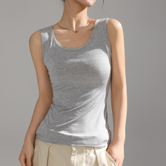 Modal wide-shouldered camisole for women, spring and summer large size slim-fitting breast-covering anti-exposure bottoming top for outer wear