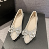 Soft -bottomed single shoe female 2024 new spring autumn shoes crystal wedding shoes wild diamond bean bean shoes full diamond flat bottom scoop shoes