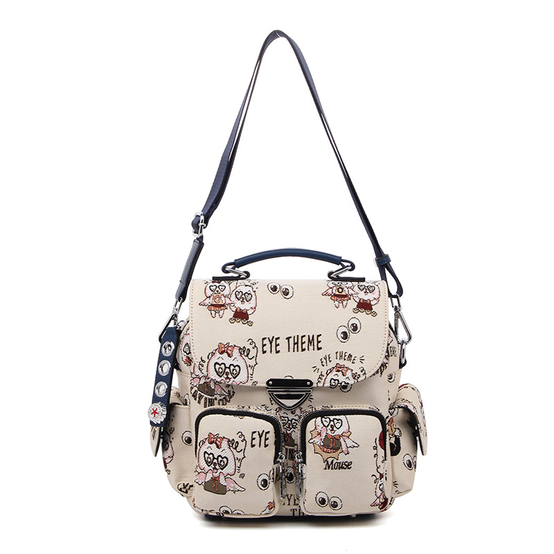 Colores contrastantes, nueva impresión de personalidad, extraña bolsa de mujer portátil con tapa de flip, novedad, lindo hombro de hombro con una gran capacidad.