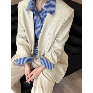 Tangerine Early Autumn New Korean Style Shoulder Design Temperament Casual V Neck Blazer Top 9803
