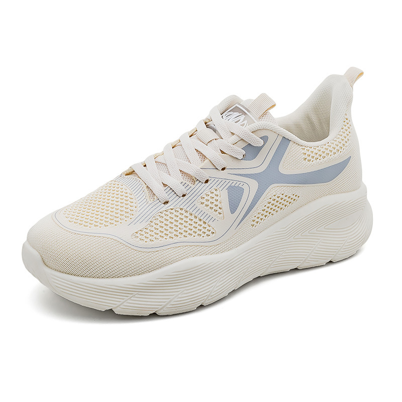 2025 nuevas zapatillas de pareja transpirables para hombres y mujeres zapatos casuales para correr zapatos de tela blanca gruesa F8829 image 6