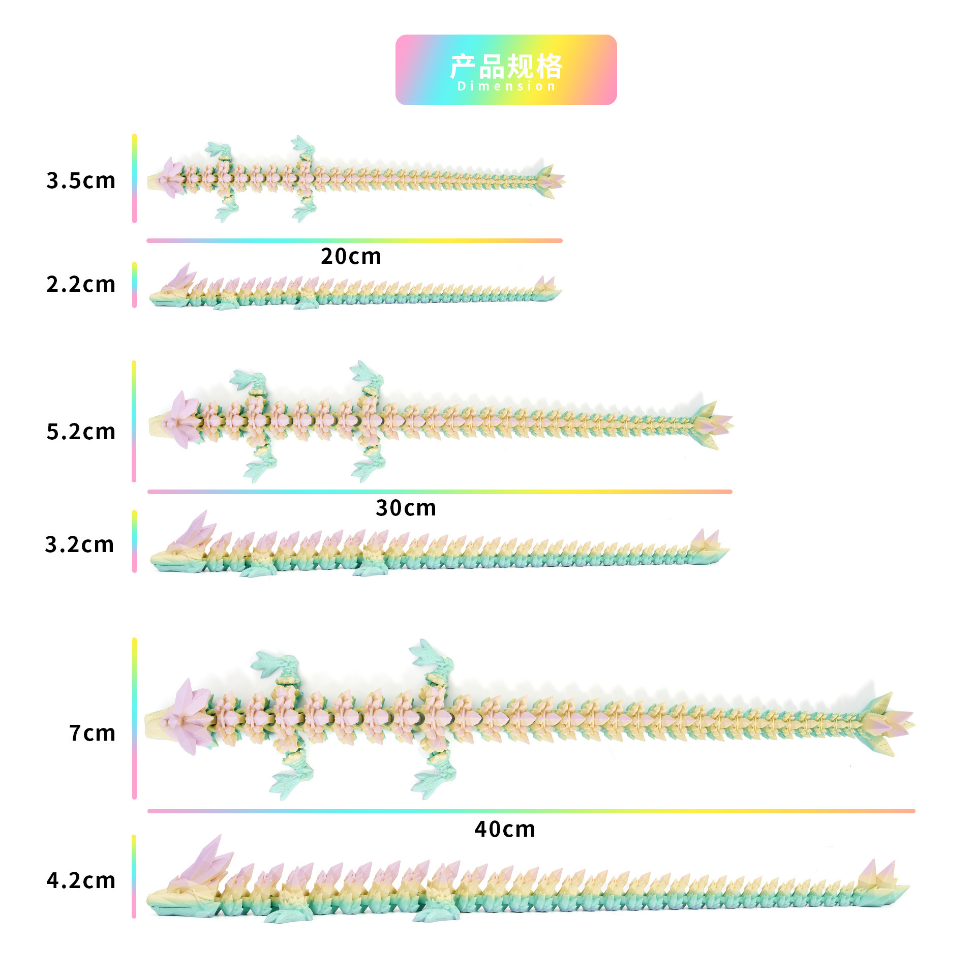 Impresión 3D de cristal dragón ornamentos hechos a mano actividades articulares juguetes de dragón artesanías China dragón huevo al por mayor transfronterizo