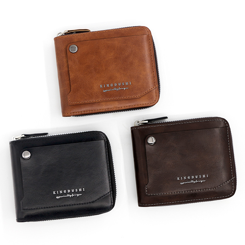 Europa y América retro de los nuevos hombres de la cartera corta de gran capacidad Multi-tarjeta de bolsillo titular de la tarjeta de los hombres de la cartera de la cadena