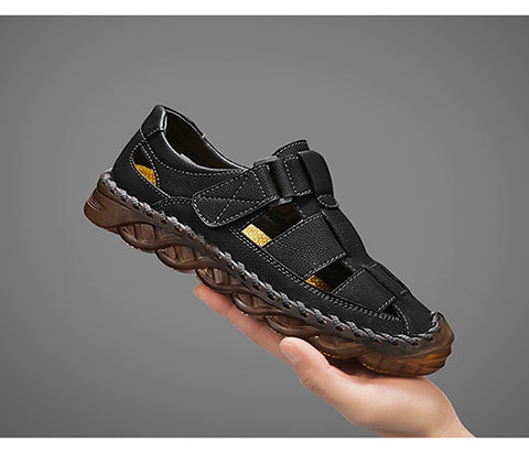 Sandali uomo in pelle casual slip-on da spiaggia per l'estate_voghion.com