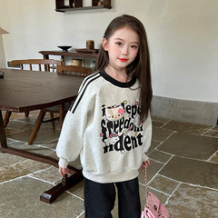 AINI女童卡通Kitty卫衣宽松2025春秋新款儿童宝宝套头上衣潮