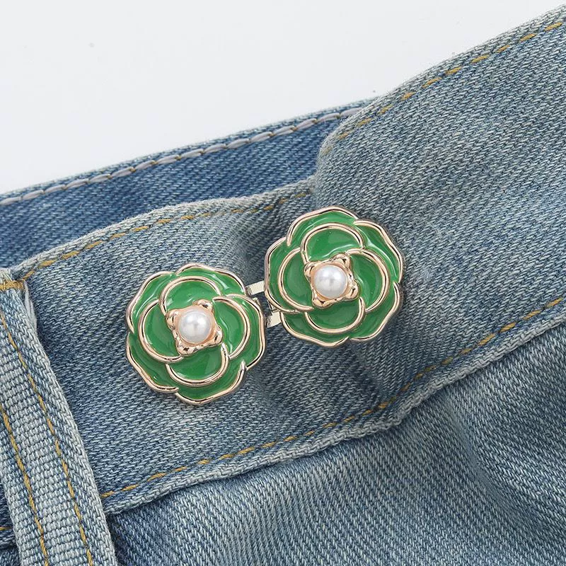 Nail-Free Removable Waist Buckle Pair, Flat-Bottom Seamless Buttons for Pants & Skirts, Assorted Designs