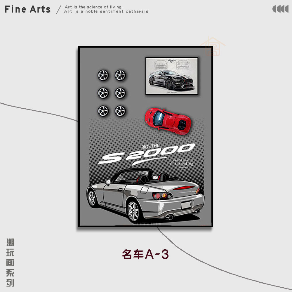 Coche pintura decorativa pintura tridimensional hecha a mano sala de estar colgando pintura comedor dormitorio pasillo mural moda aleación gas coche colgando pintura