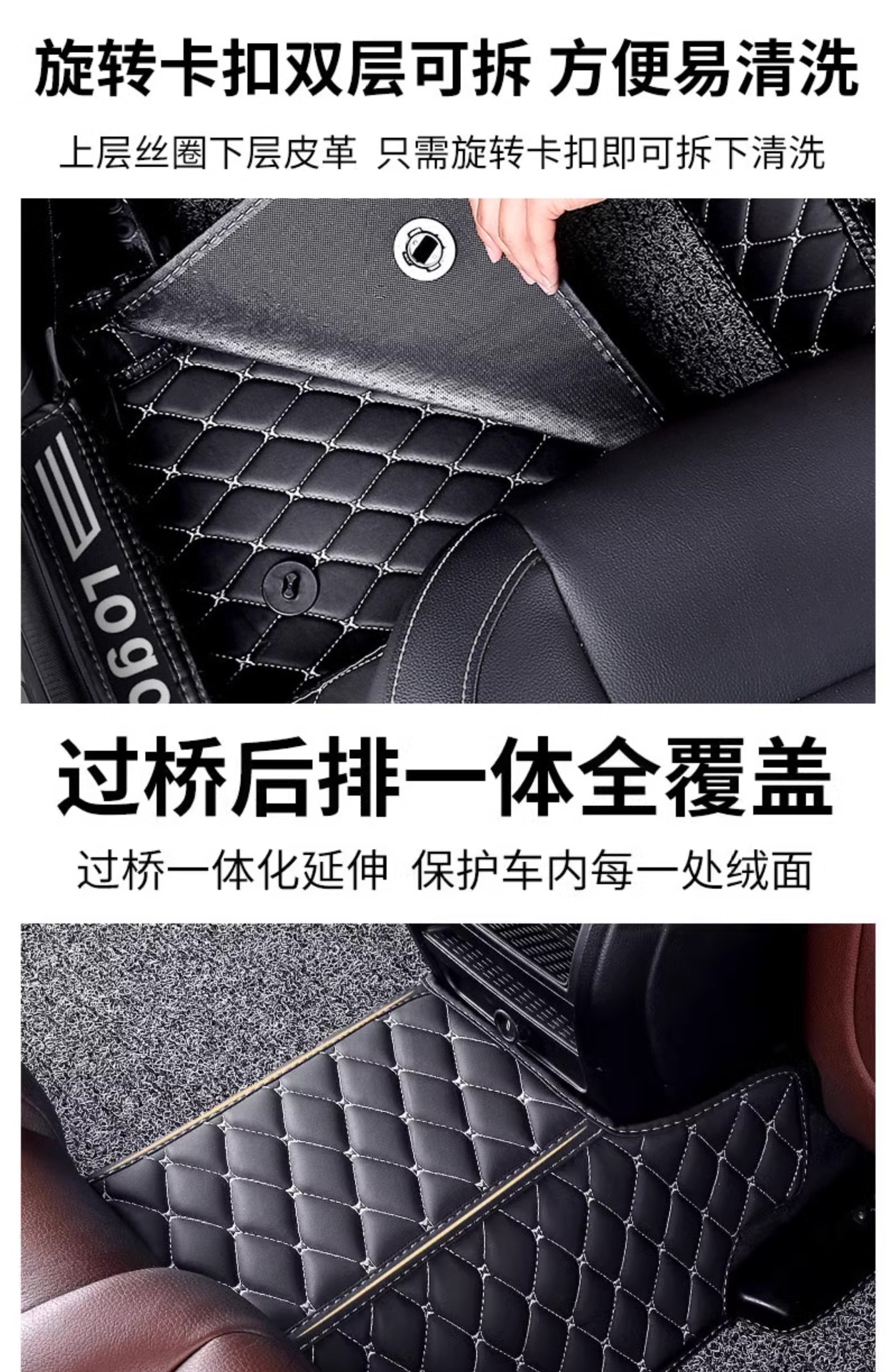 Custom-fit car floor mats, full coverage set of carpet mats, complete car interior accessories, large anti-dirt mats