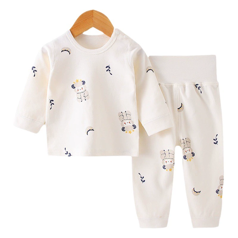 Новинка осени 2024, осенняя одежда для малышей и осенние штаны, защитные штаны для живота с высокой талией, детская одежда, комплект детского нижнего белья с защитой от холода