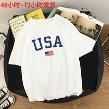 Harajuku Summer Women T-shirts Casual USA Flag Printed Tops