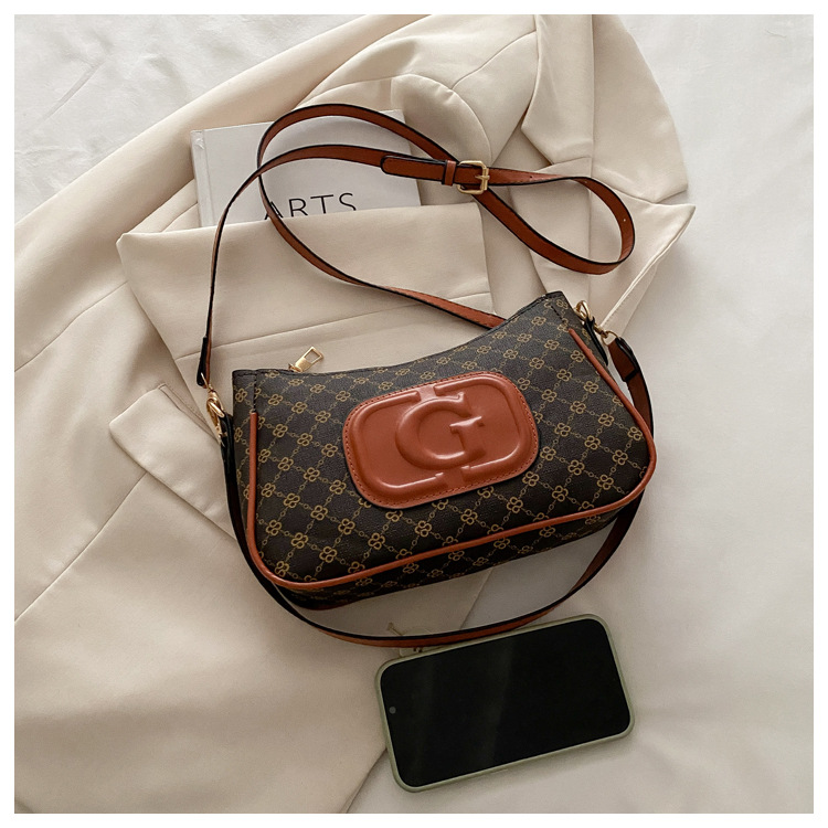 Cross-border retro trend small square bag for women, new fashionable printed French small square bag, niche and stylish single-shoulder crossbody bag undefined