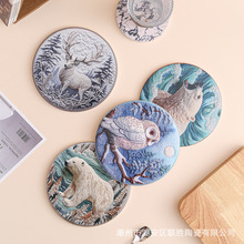创意动物陶瓷杯垫批发diy 防滑隔热印刷软木北欧现代简约刺绣效果