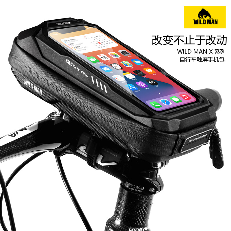 Wild Man Bicycle Bag Hard Shell Handlebar Bag Cross-Border Touch Screen Phone Bag Mountain Bike Front Frame Bag Cycling Bag