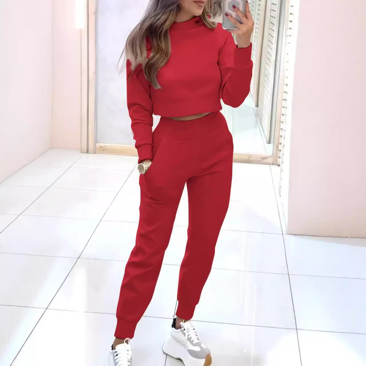 Women's Clothing New Style_Autumn and Winter Women's High necked Slim Long sleeved Casual Suit_ipsvogv.com