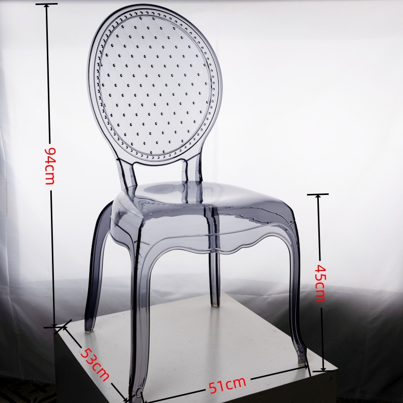 Silla acrílica de comercio exterior, silla transparente de palacio, silla con respaldo, mesa y silla simples, silla para banquete de hotel, auditorio, boda