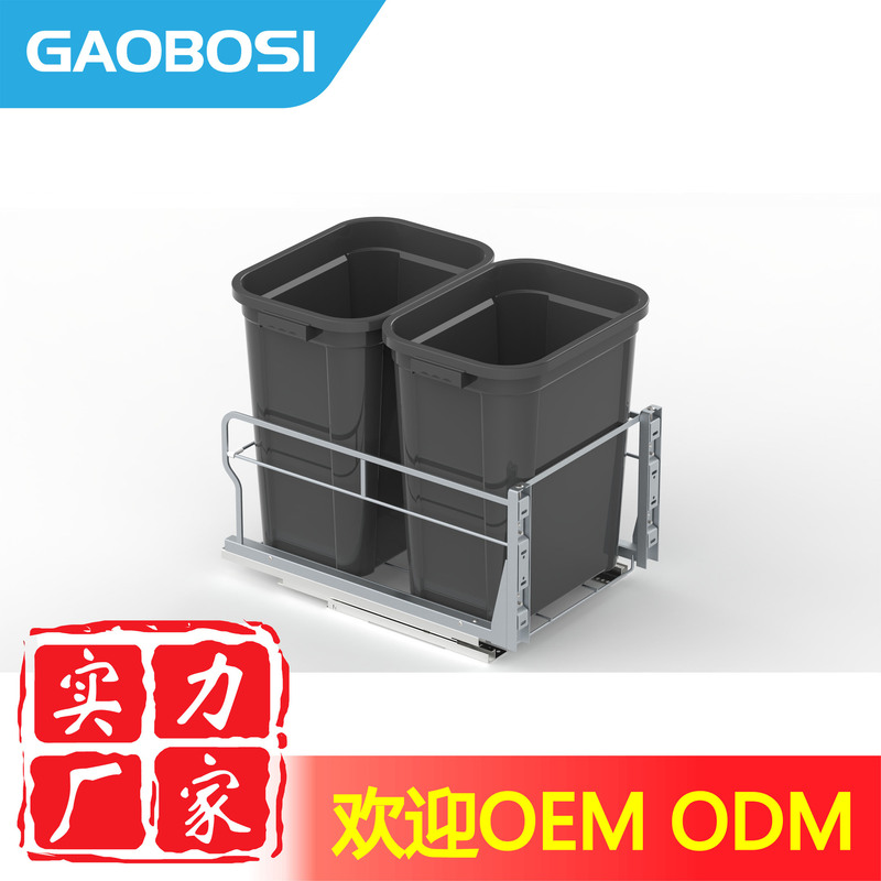 In-Stock Slide-Out Cabinet Pull-Down Trash Can Rack under Sink Adjustable Pull-Out Trash Can Rack