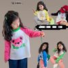 girl Raglan Easy jacket 2023 spring and autumn New products children Long sleeve T-shirt Korean Edition Color matching printing Base coat