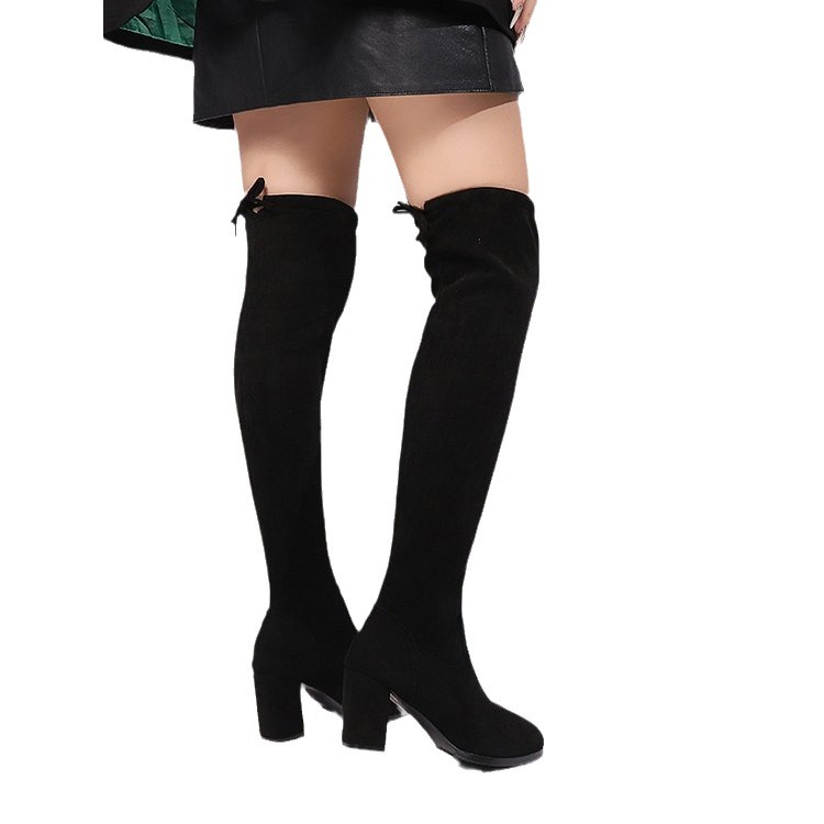 Ilgi, elastingi 2024 m. rudens naujiena, madingi, universalūs, temperamentingi, plius dydžio, aukštakulniai, iki kelių, moteriški aulinukai._voghion.com