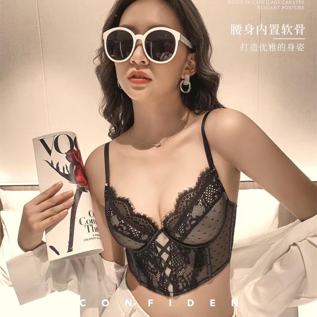 3022 francés ropa interior ultra-Delgado sexy pecho Colección cuatro filas cuatro botones cómodo transpirable Sujetador push up ropa interior traje