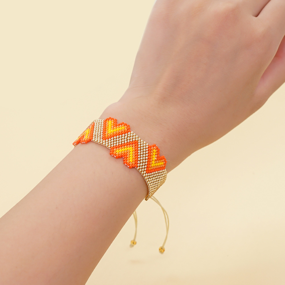 Simple Style Heart Shape Glass Beaded Bracelets