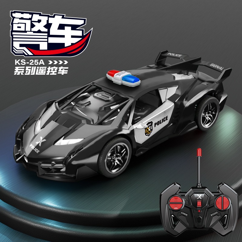 Black and gray police car color sports car [remote control 1:18rc car]