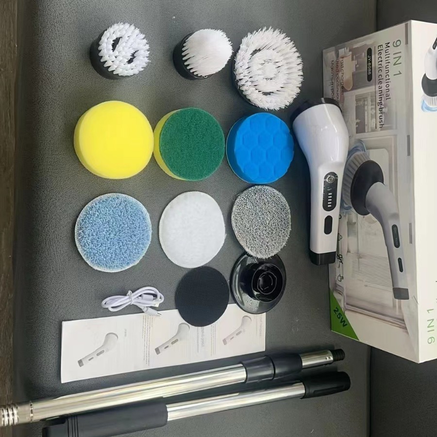 Cepillo de limpieza eléctrica multifuncional inalámbrico de mango largo transfronterizo para uso doméstico de limpieza de suelo de baño giratorio automático