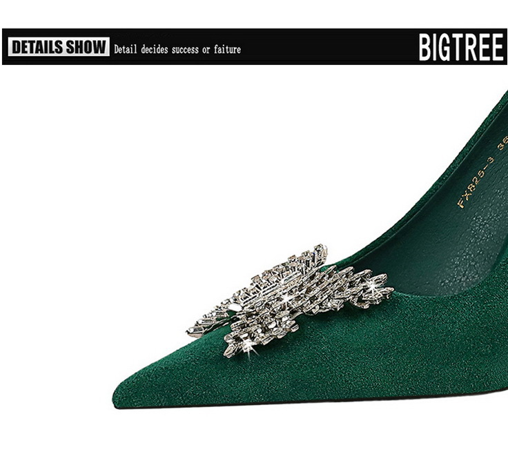 Women's Shoes banquet high heels stiletto women's shoes suede shallow mouth pointed metal butterfly rhinestone single shoes_voghion.com