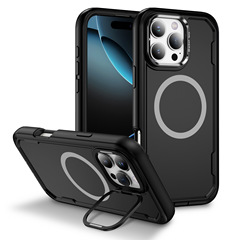 iPhone17ProMax対応、三重防御、磁気吸着式スマホケース、Apple16レンズスタンド付き、落下防止保護カバー