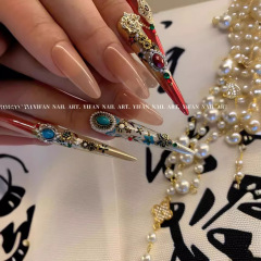 松石合金ネイルアクセサリーレトロ民族风赤青水滴楕円ボヘミアンアクセサリー卸売