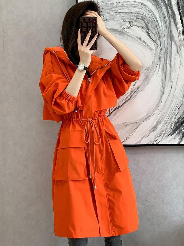 风衣纯色外套女2025年春秋季新款大码宽松显瘦中长款英伦风春装女|undefined