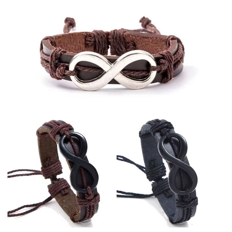 Factory Direct Sale Leather Bracelet, Lucky Figure-Eight Leather Bracelet for Men, Personalized Adjustable Vintage Versatile Bracelet Factory Direct Sale Leather Bracelet, Lucky Figure-Eight Leather Bracelet for Men, Personalized Adjustable Vintage Versatile Bracelet