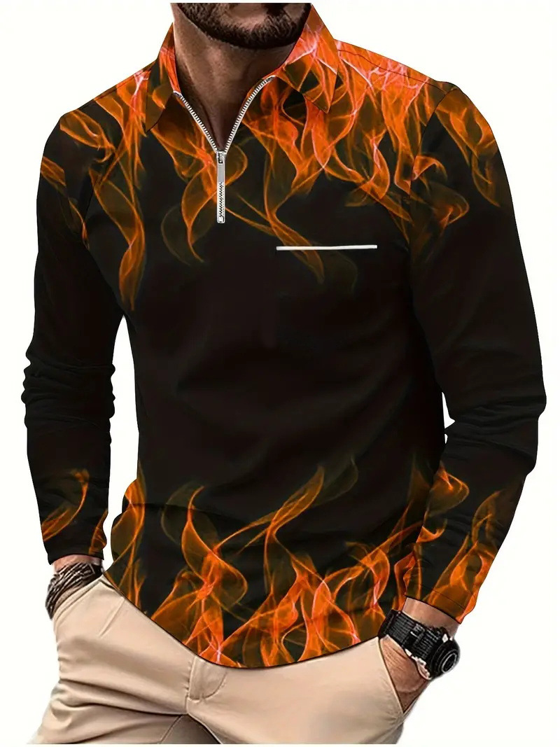 Otoño e invierno todo-fósforo estilo de Hong Kong guapo suéter de manga larga estilo minimal neutral temperamento fresco cremallera camisa POLO MB14