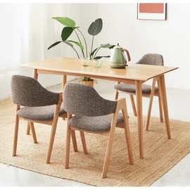 现代简约餐椅布艺餐桌水曲柳全实木书桌椅休闲椅子环保桌椅