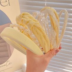 黄色の甘い純色の髪のカチューシャの女性韓国の高級感の頭の洞窟の高い頭の頂のネットの赤い髪のカチューシャの女性の韓国版