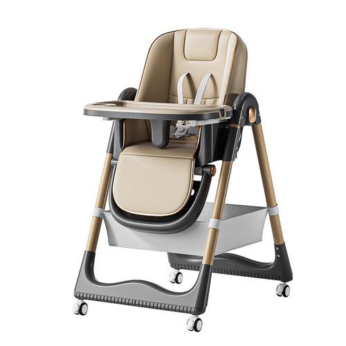 Portable and foldable children's chair, suitable for infants and toddlers, with adjustable height and lying function, home-use dining chair