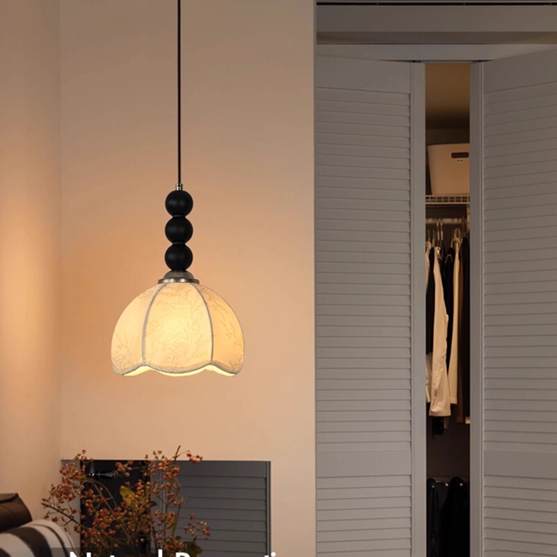 French Retro Bedroom Bedside Small Chandelier Wall Lamp Antique Fabric Flower Living Room Homestay Away Ceiling Lamp