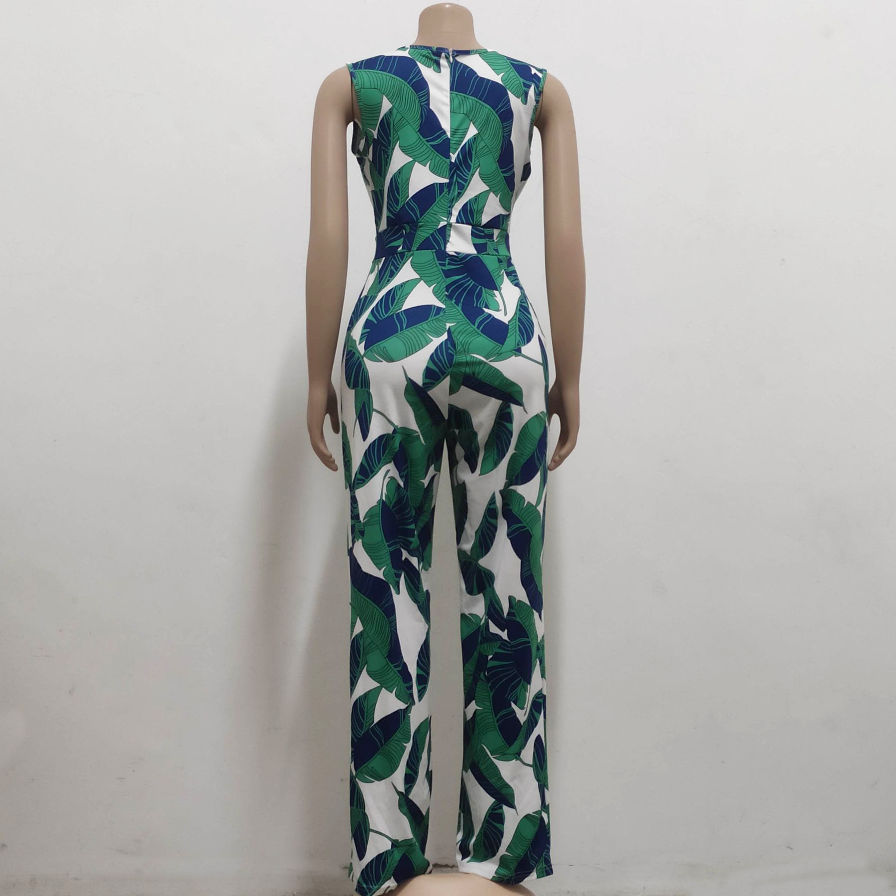 Women's Clothing Sexy Fashion Digital Printing V neck Women's Jumpsuit_voghion.com