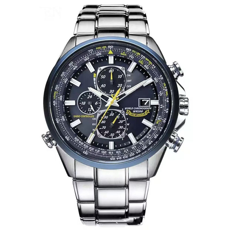 Cross-border Explosions High-end Men's Watch WISH AliExpress Blue Angel Six-pin Chronograph Steel Belt Men's Quartz Watch