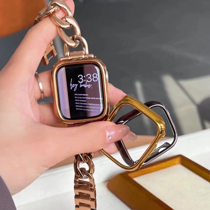 for apple AppleWatch9 electroplating pc hollow frame s10 watch case iwatch1-8 protective case