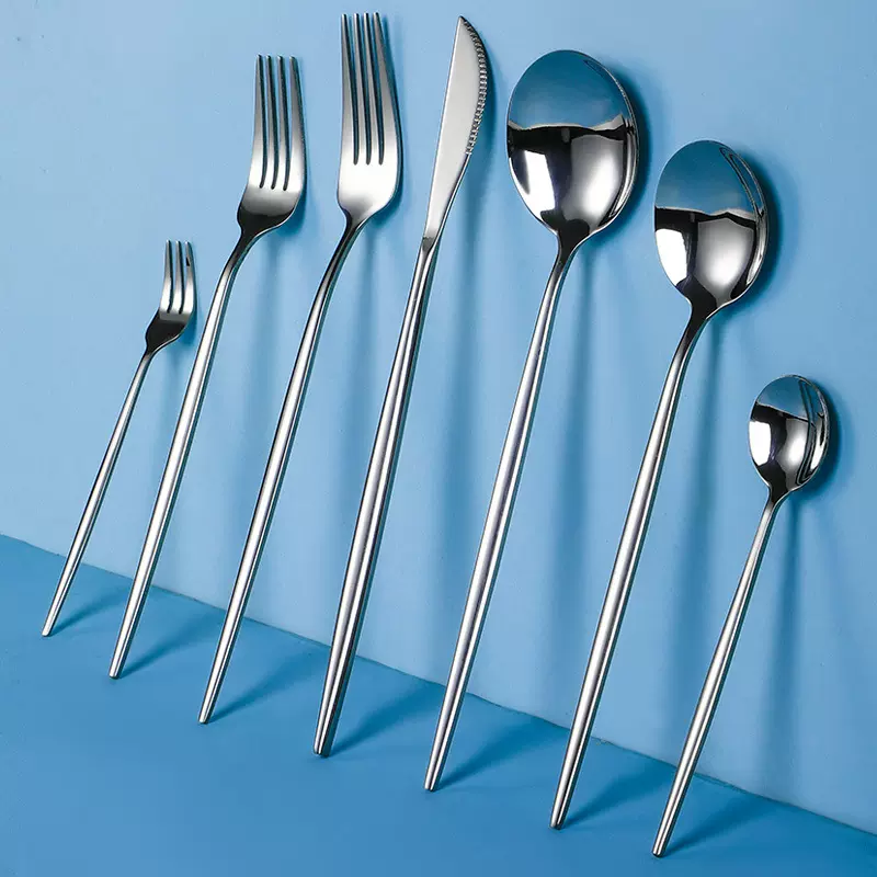 跨境西餐刀叉勺葡萄牙亮光餐厅勺大中小刀叉礼品餐具家用套装批发