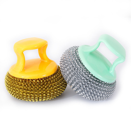 Colorful nano cleaning ball kitchen pot brush artifact long and short handle dishwashing brush pot brush fiber steel wire ball