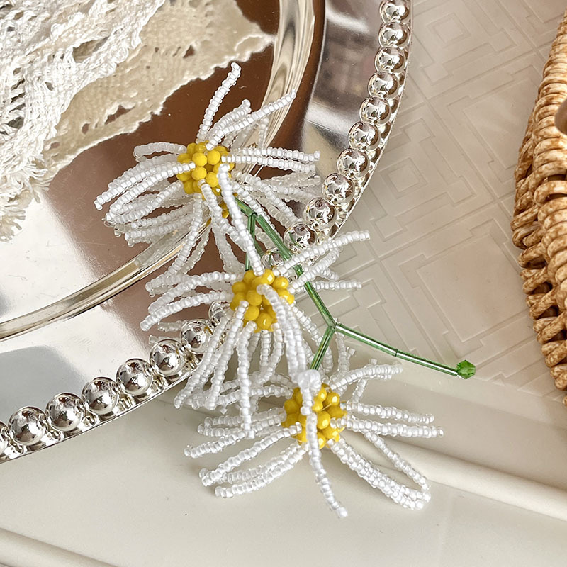 1 Piece Fashion Flower Beaded Imitation Pearl Tassel Womenu0027S Chandelier Earrings