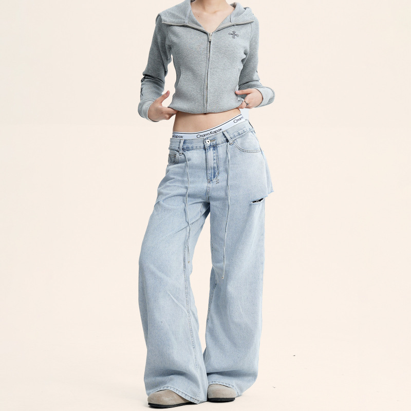 Yongfang American Retro Jeans for Men and Women, Versatile Casual Loose Ripped Design, Slim Straight Floor-Length Pants Yongfang American Retro Jeans for Men and Women, Versatile Casual Loose Ripped Design, Slim Straight Floor-Length Pants