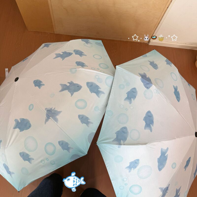 时尚水族馆联名透明雨伞坚固抗风轻量高颜值小巧便携折叠水母伞女|undefined