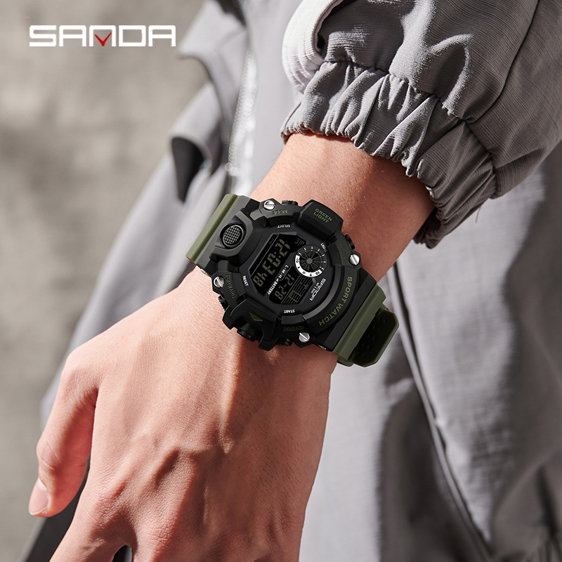Sanda reloj electrónico de moda monoplaza multifunción reloj de estudiantes de secundaria impermeable reloj despertador reloj de deporte de luz nocturna