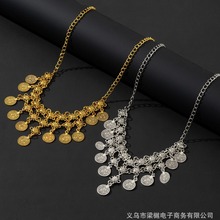 跨境民族风合金钱币流苏额头链复古苗银头饰异域风情发饰项链多用