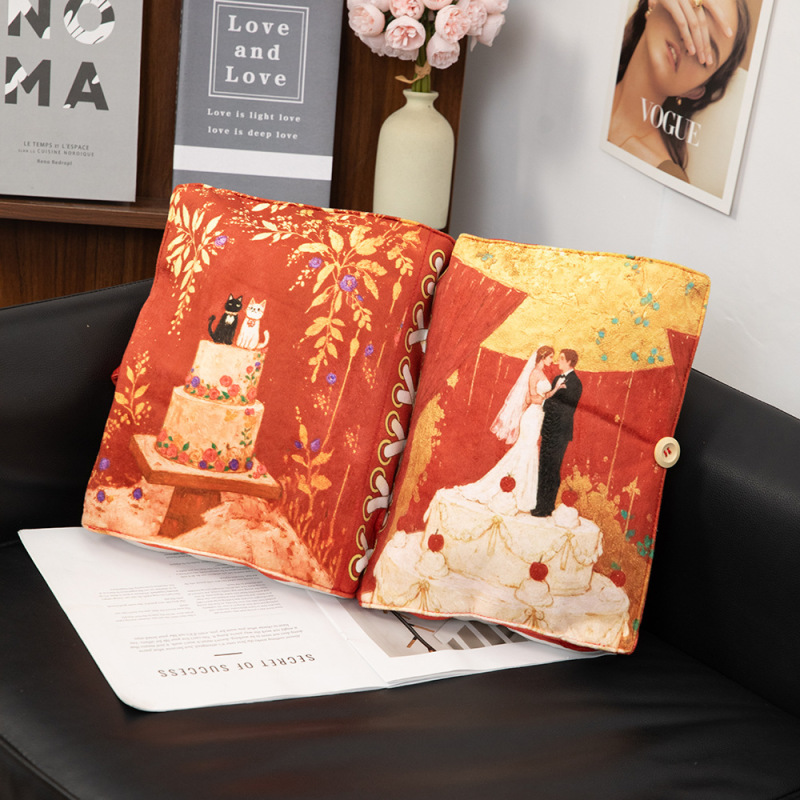 ページめくり型枕 結婚式 ウェディング リビングルーム 新婚祝い ギフト クッション クリエイティブギフト お祝いの本型枕|undefined